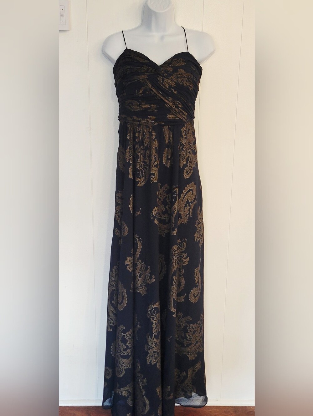 Lauren Ralph Lauren Black and Gold Paisley Maxi Dress